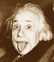 albert einstein, with his tongue out